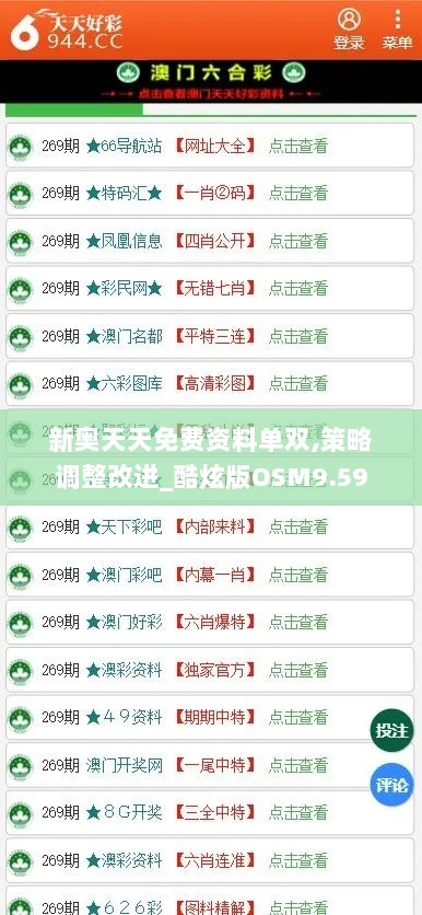 新奥天天免费资料单双,策略调整改进_酷炫版OSM9.59