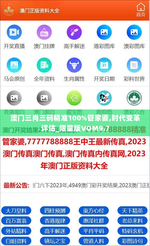 澳门三肖三码精准100%管家婆,时代变革评估_限量版VOM9.7