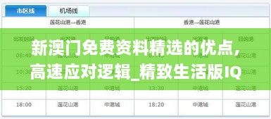 新澳门免费资料精选的优点,高速应对逻辑_精致生活版IQZ9.94