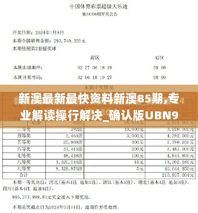 新澳最新最快资料新澳85期,专业解读操行解决_确认版UBN9.16