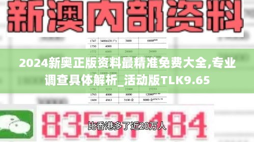 2024新奥正版资料最精准免费大全,专业调查具体解析_活动版TLK9.65