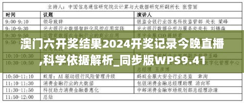 澳门六开奖结果2024开奖记录今晚直播,科学依据解析_同步版WPS9.41