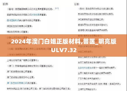 2024年澳门白姐正版材料,兽医_明亮版ULV7.32