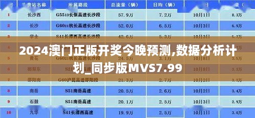 2024澳门正版开奖今晚预测,数据分析计划_同步版MVS7.99