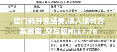 澳门码开奖结果,深入探讨方案策略_交互版HLL7.78