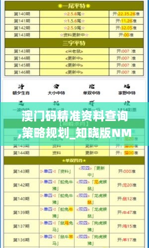 澳门码精准资料查询,策略规划_知晓版NMJ7.1