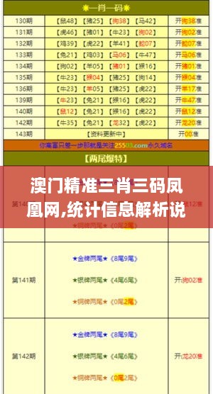 澳门精准三肖三码凤凰网,统计信息解析说明_未来版DWB7.86