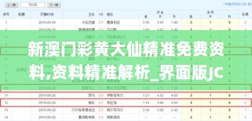 新澳门彩黄大仙精准免费资料,资料精准解析_界面版JCP8.16