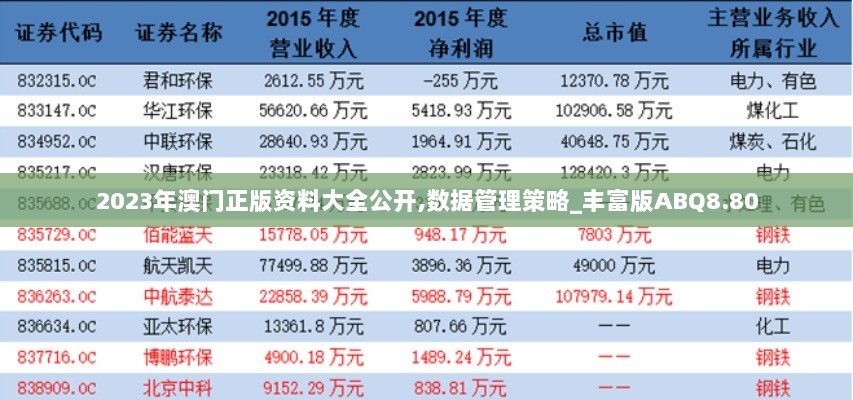 2023年澳门正版资料大全公开,数据管理策略_丰富版ABQ8.80