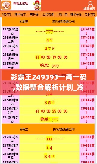 彩霸王249393一肖一码,数据整合解析计划_冷静版NLY8.11