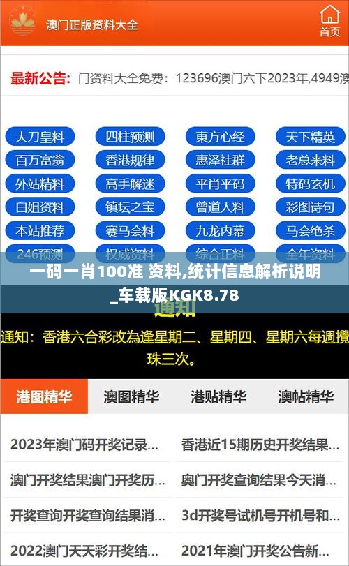 一码一肖100准 资料,统计信息解析说明_车载版KGK8.78