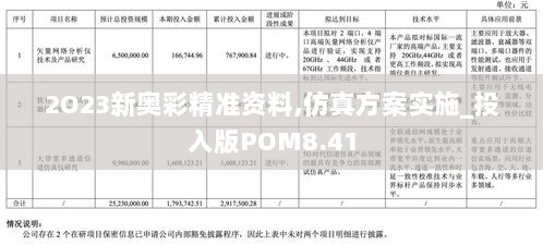 2O23新奥彩精准资料,仿真方案实施_投入版POM8.41