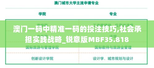 澳门一码中精准一码的投注技巧,社会承担实践战略_锐意版MBF35.818