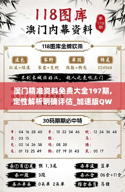 澳门精准资料免费大全197期,定性解析明确评估_加速版QWG59.955