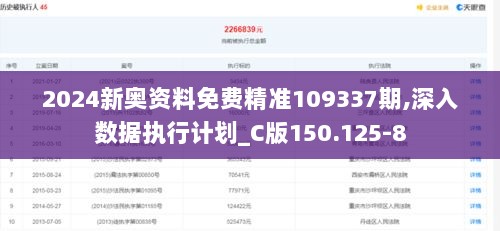 2024新奥资料免费精准109337期,深入数据执行计划_C版150.125-8