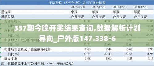 337期今晚开奖结果查询,数据解析计划导向_户外版147.338-6