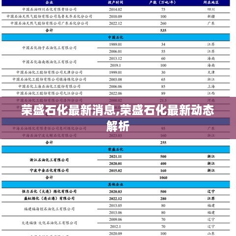 荣盛石化最新动态解析与最新消息