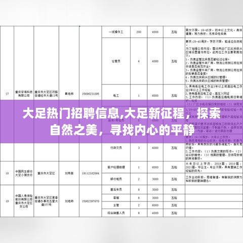 大足招聘信息，探索自然之美，寻找内心的平静之旅