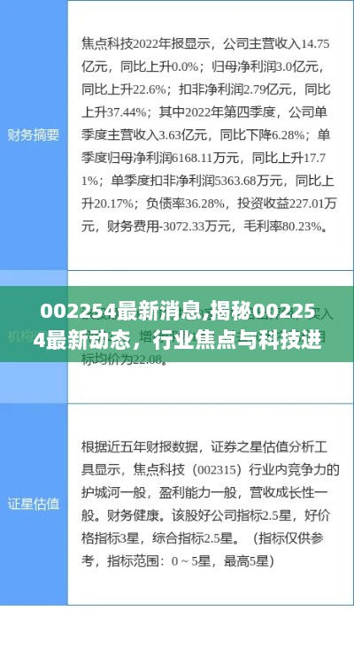 002254最新动态揭秘，行业焦点与科技进展的深度解析