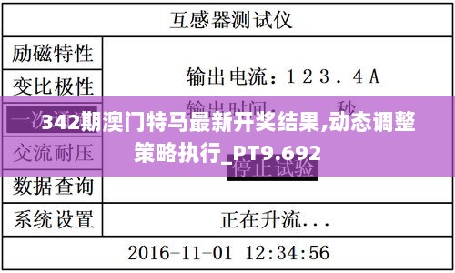 342期澳门特马最新开奖结果,动态调整策略执行_PT9.692