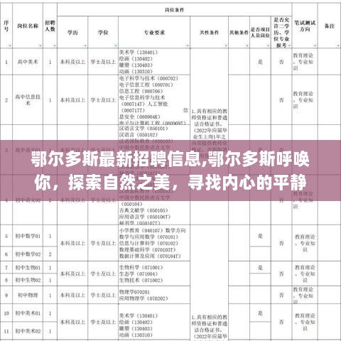 鄂尔多斯招聘信息，探索自然之美，寻找内心平静的求职之旅