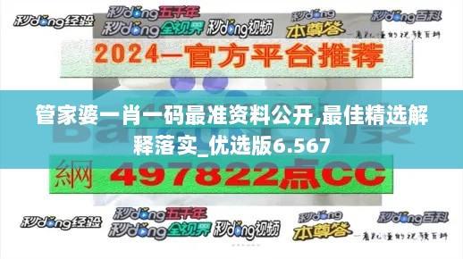 管家婆一肖一码最准资料公开,最佳精选解释落实_优选版6.567