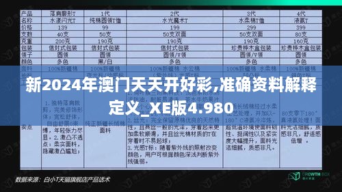 新2024年澳门天天开好彩,准确资料解释定义_XE版4.980