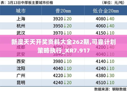 新澳天天开奖资料大全262期,可靠计划策略执行_XR7.917