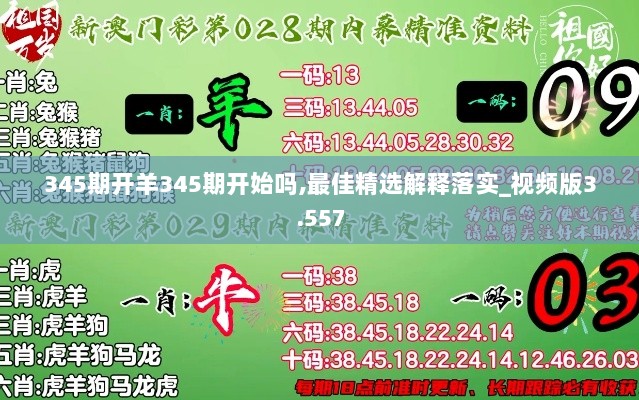 345期开羊345期开始吗,最佳精选解释落实_视频版3.557