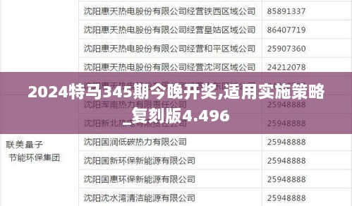 2024特马345期今晚开奖,适用实施策略_复刻版4.496