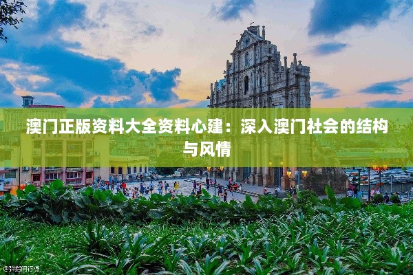 澳门正版资料大全资料心建：深入澳门社会的结构与风情