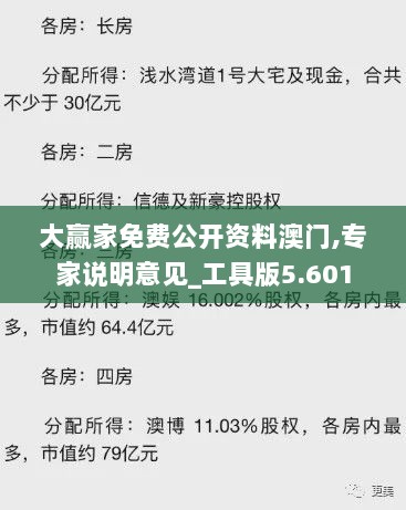 大赢家免费公开资料澳门,专家说明意见_工具版5.601