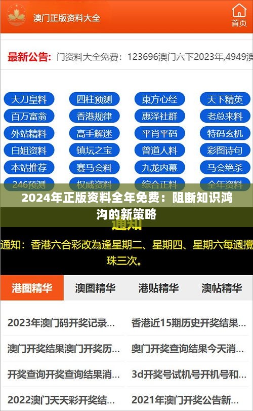 2024年正版资料全年免费：阻断知识鸿沟的新策略