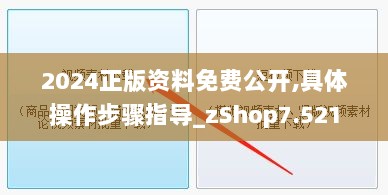 2024正版资料免费公开,具体操作步骤指导_zShop7.521