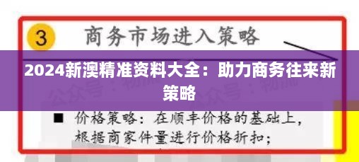 2024新澳精准资料大全：助力商务往来新策略