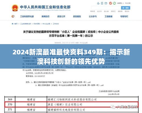 2024新澳最准最快资料349期：揭示新澳科技创新的领先优势