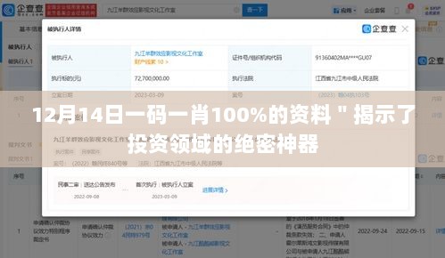 12月14日一码一肖100%的资料＂揭示了投资领域的绝密神器