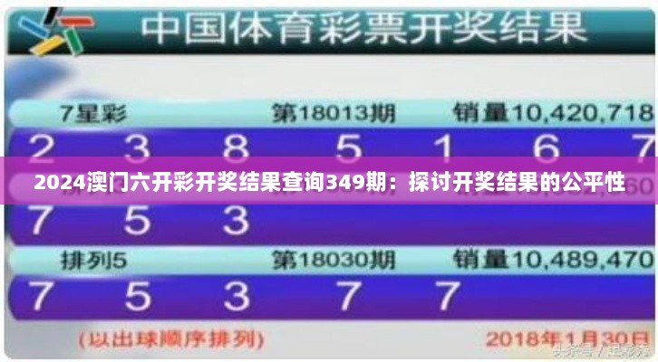 2024澳门六开彩开奖结果查询349期：探讨开奖结果的公平性