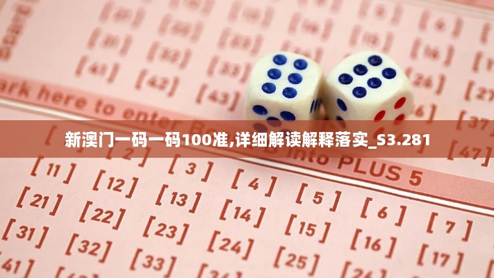 新澳门一码一码100准,详细解读解释落实_S3.281