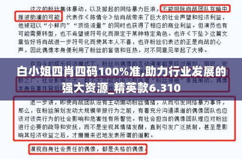 白小姐四肖四码100%准,助力行业发展的强大资源_精英款6.310