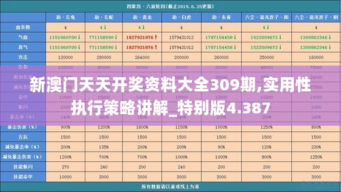 新澳门天天开奖资料大全309期,实用性执行策略讲解_特别版4.387