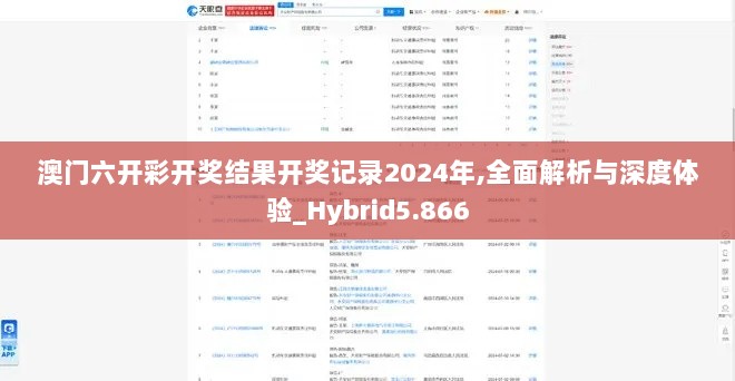 澳门六开彩开奖结果开奖记录2024年,全面解析与深度体验_Hybrid5.866