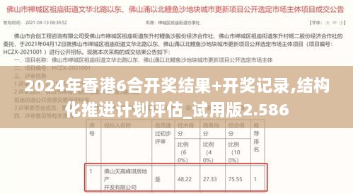 2024年香港6合开奖结果+开奖记录,结构化推进计划评估_试用版2.586