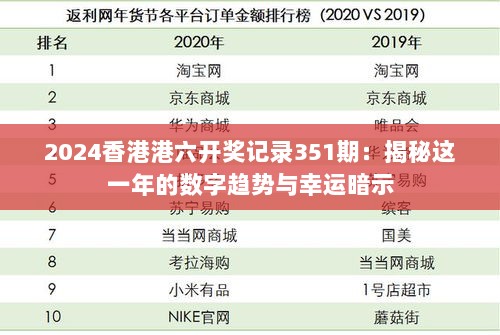 2024香港港六开奖记录351期：揭秘这一年的数字趋势与幸运暗示