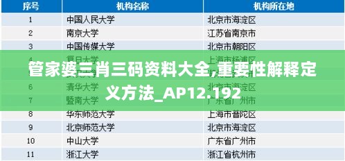 管家婆三肖三码资料大全,重要性解释定义方法_AP12.192