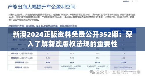 新澳2024正版资料免费公开352期：深入了解新澳版权法规的重要性