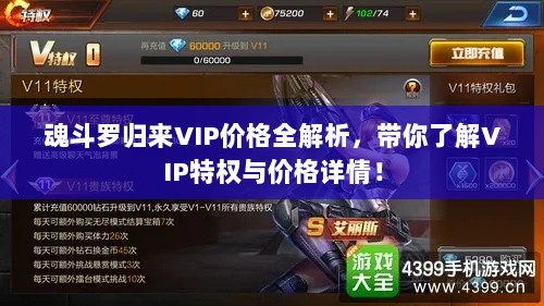 魂斗罗归来VIP价格全解析，带你了解VIP特权与价格详情！