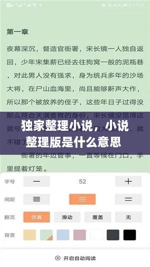 独家整理小说，小说整理版是什么意思 