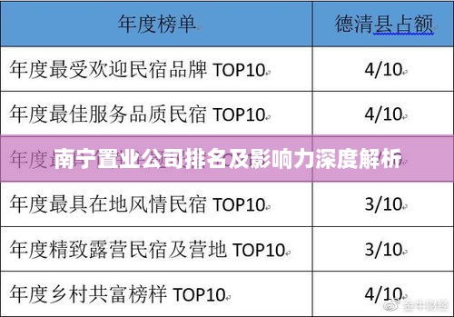 南宁置业公司排名及影响力深度解析