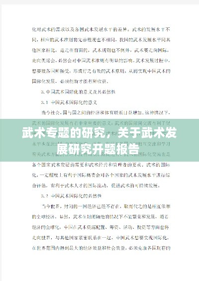 武术专题的研究，关于武术发展研究开题报告 